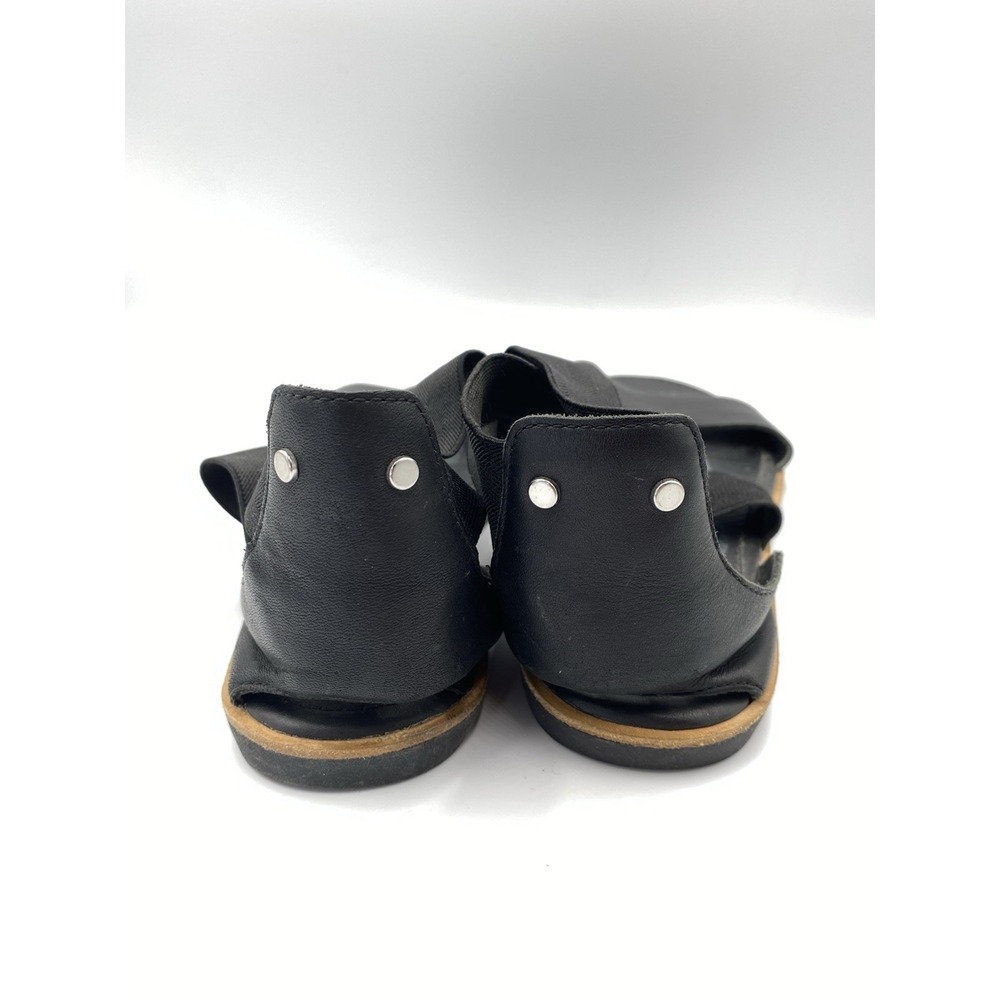 Sorel Ella Womens Size 9.5 Sandals Black Leather Elastic Strappy Flats Open Toe - Picture 3 of 4